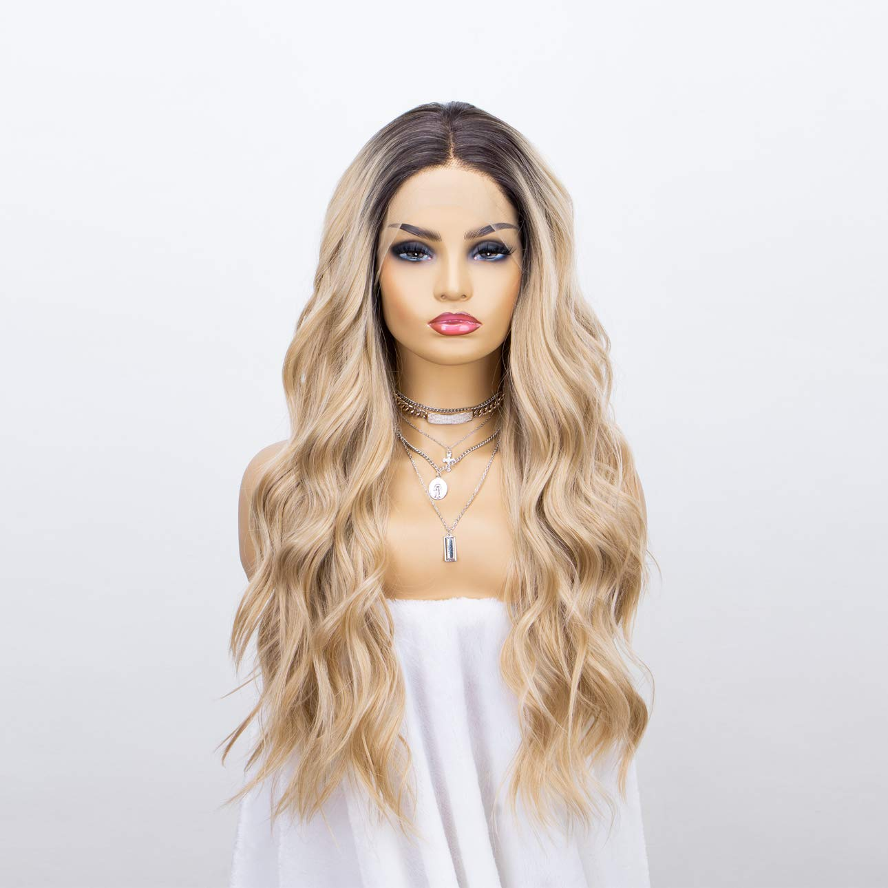 Ombre Blonde Long Wavy Lace Front Wig