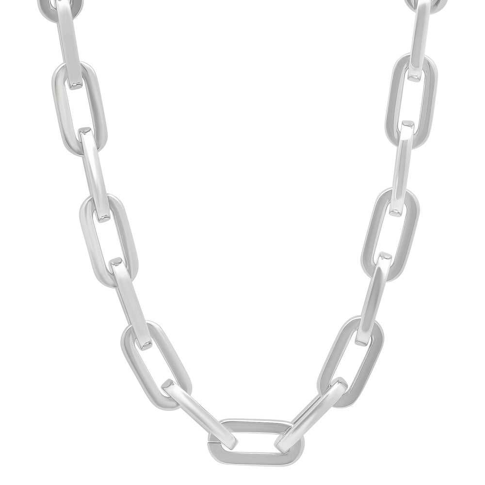 Stainless Steel Silver-Tone Oval Link Chain