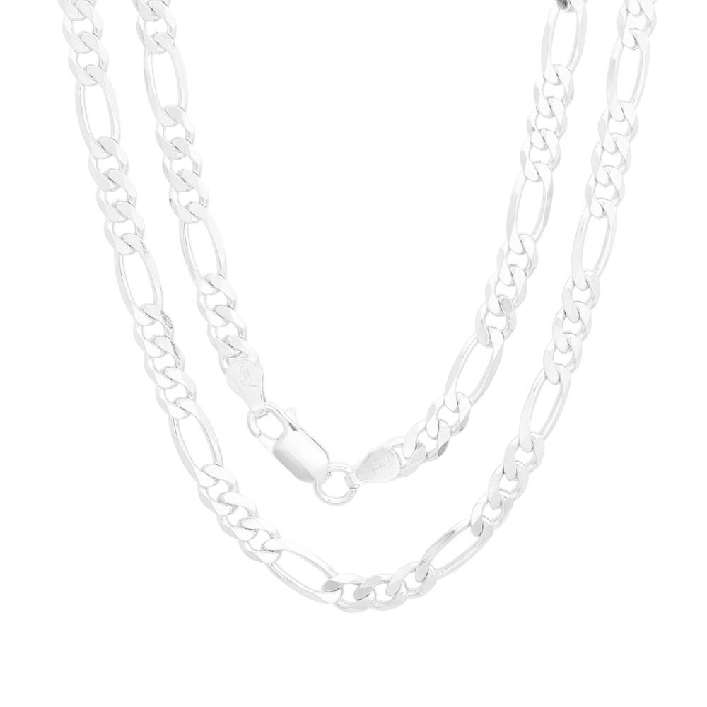 Sterling Silver Italian 5 Mm Diamond-Cut Figaro Chain (18-30 Inch)