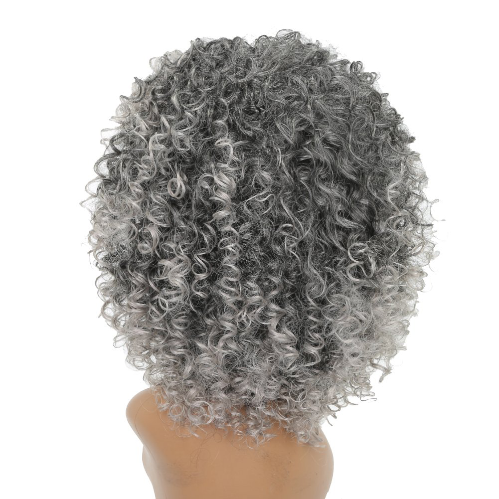 Gray Black Afro Kinky Bob Wig With BangsBlack Mixd Gray Curly Afro Wig for Black Women,Short Curly Afro Wig with Bangs,Synthetic Omber Gray Full Hair Wig 14Inch Black Mixd Gray Curly Afro Wig for Black Women,Short Curly Afro Wig with Bangs,Synthetic Omber Gray Full Hair Wig 14Inch