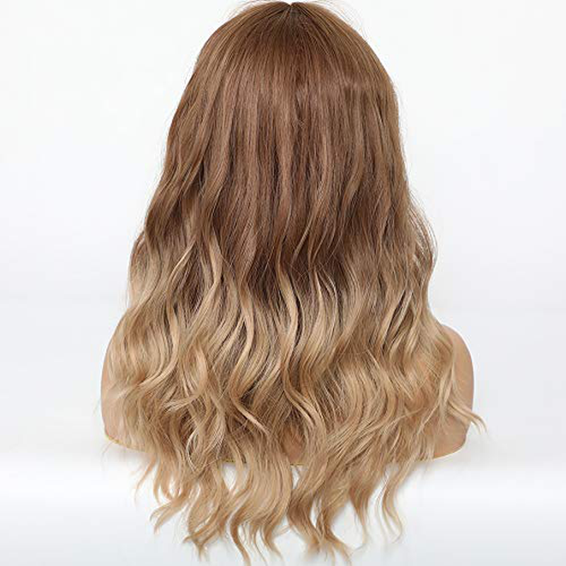 Ombre Brown Curly Full Wig with Bangs Wig