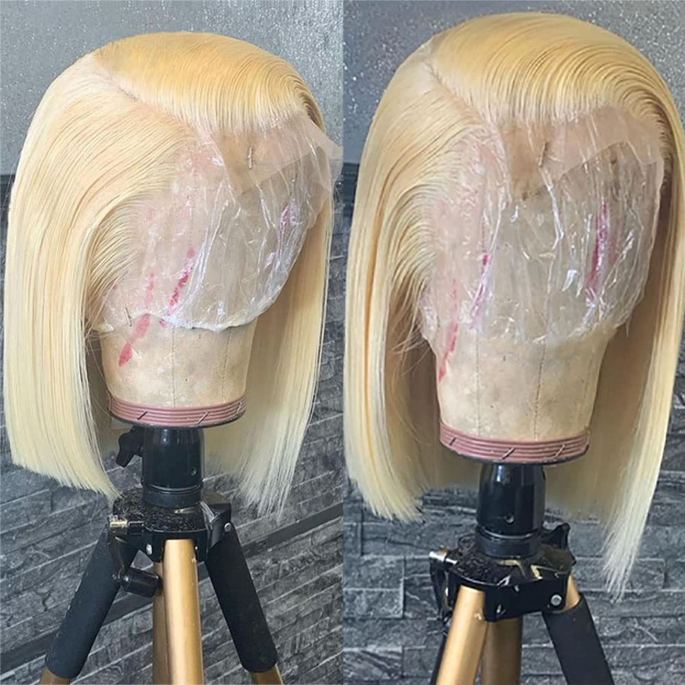 613 Short Bob Straight Brazilian Lace Wigs Pre Plucked with Baby Hair (10 Inch)