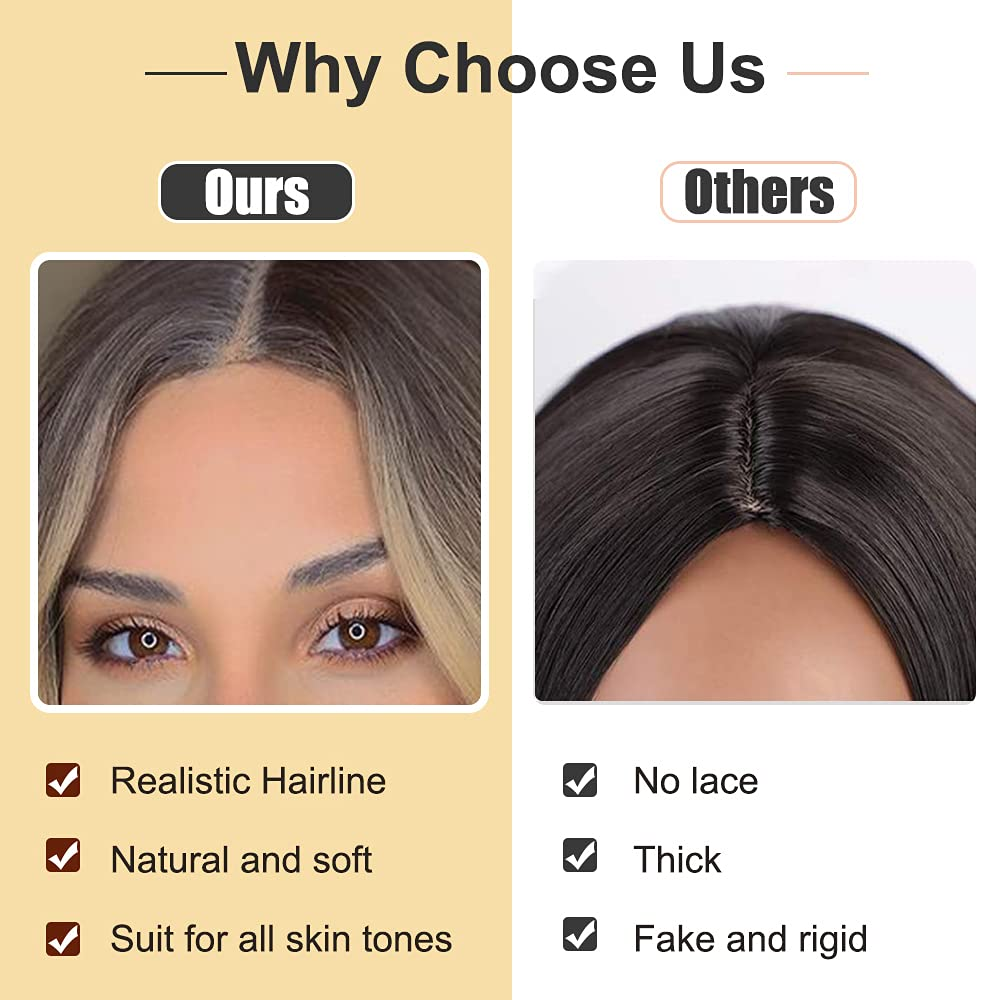 Ash Blonde Long Wavy Middle Part Full Non Lace Wig