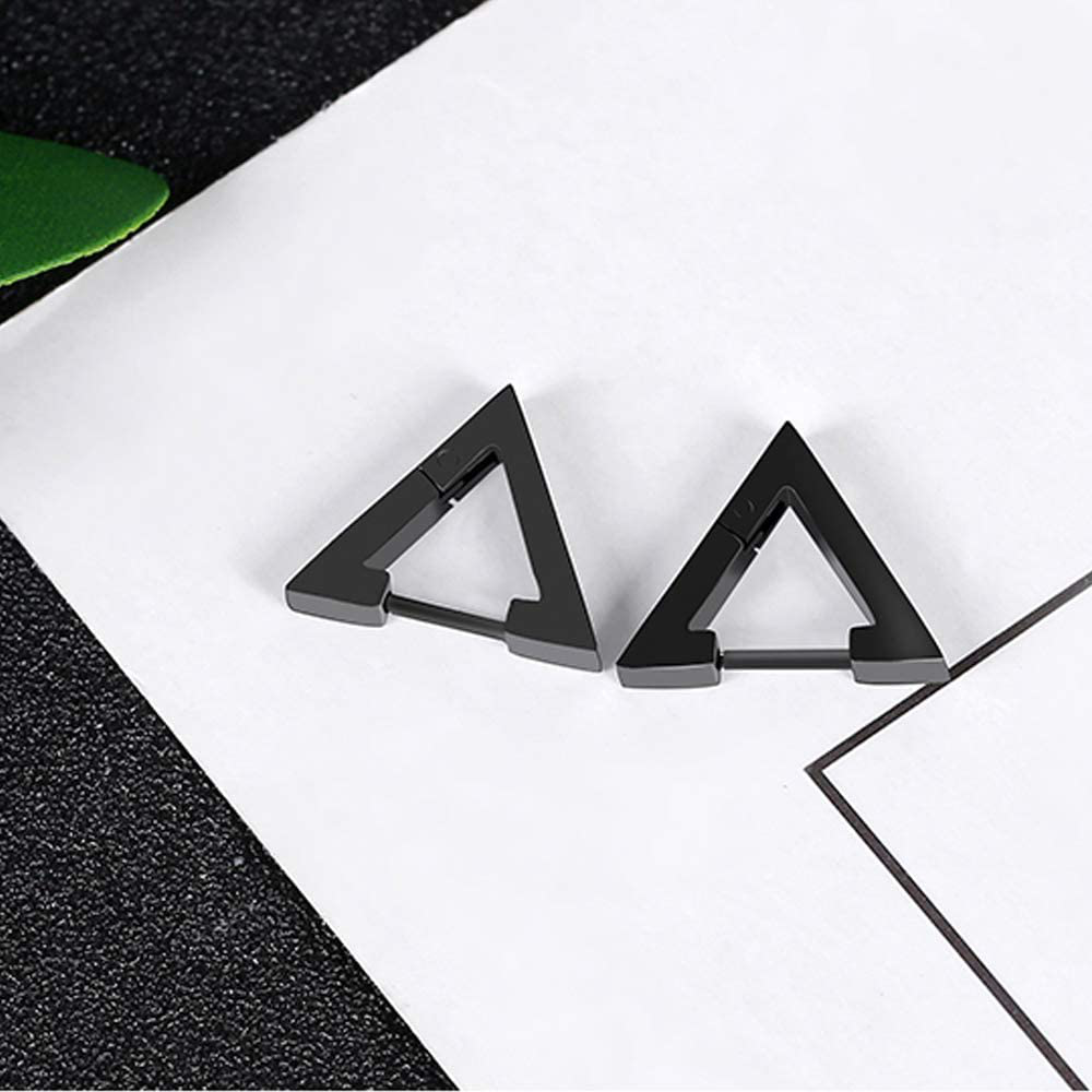 9 Pairs Stainless Steel Stud Huggie Hoop Earrings for Women Mens Black Cross Triangle Dangle Earrings Punk Style Goth Earrings Set