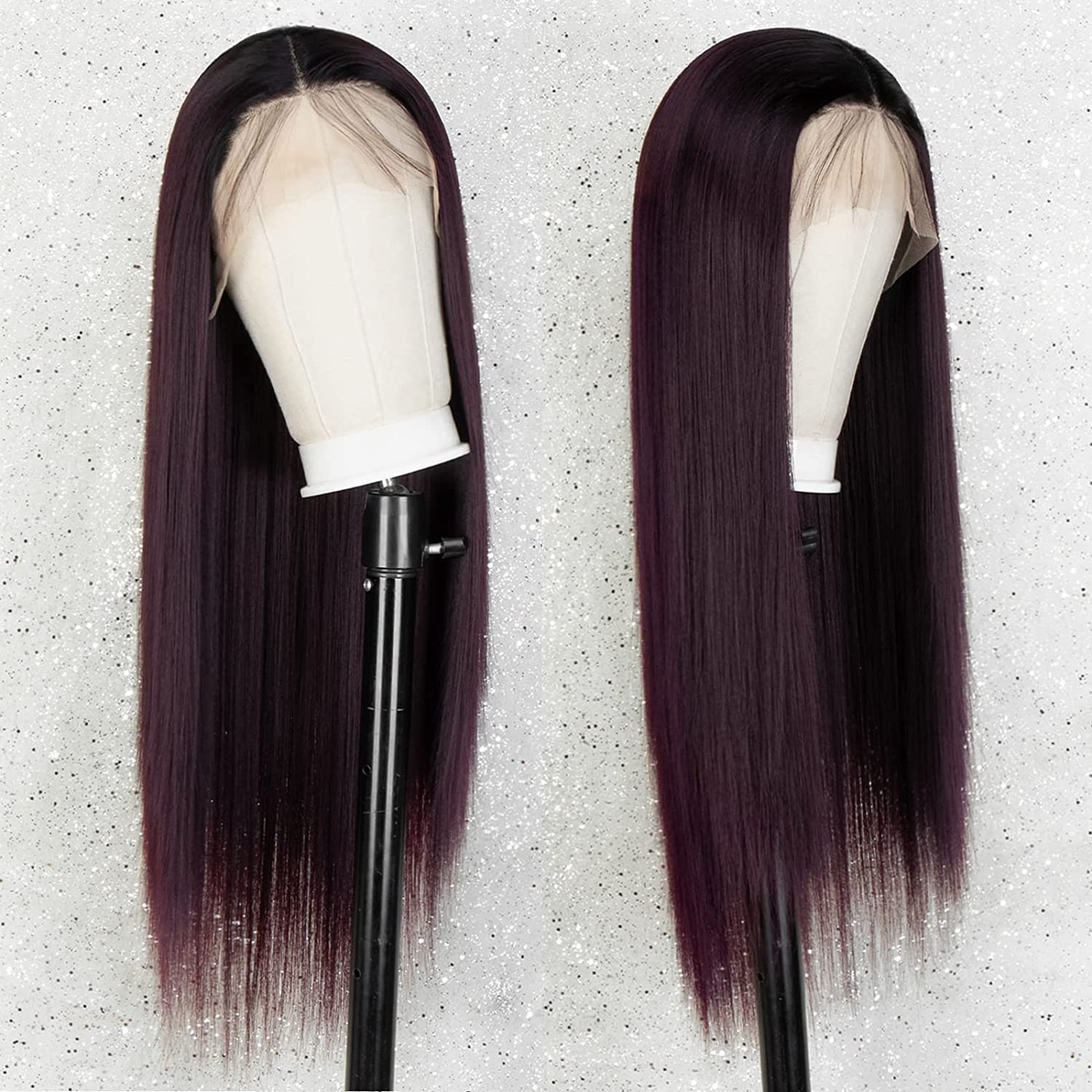Ombre Burgundy Long Straight Lace Front Wig |SheerBeaute Hair Wig