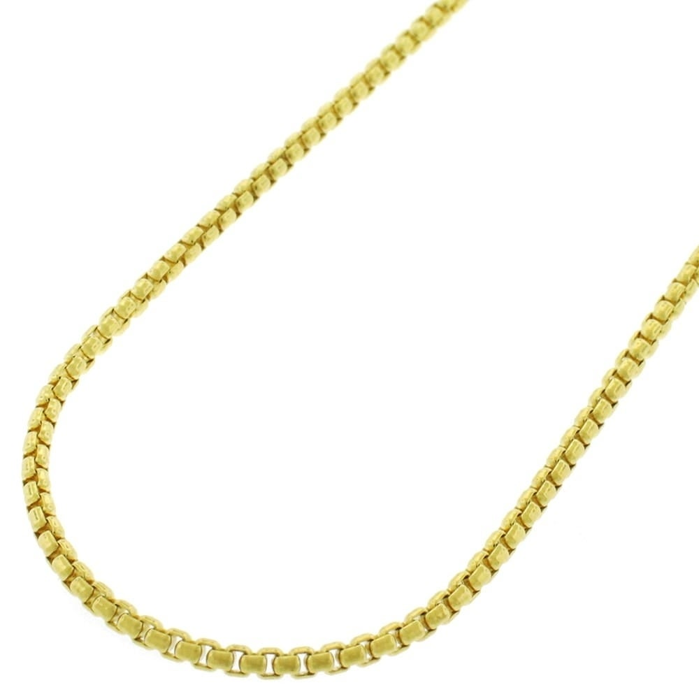 14K Yellow Gold 1.7MM round Box Link Chain