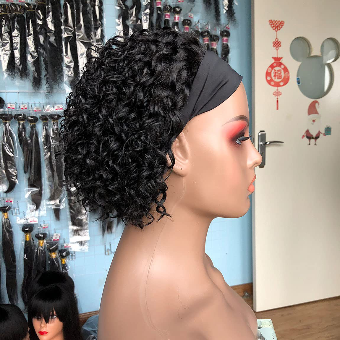 Short Curly Pixie Cut Headband Human Hair Wigs|Headband Wigs For Women