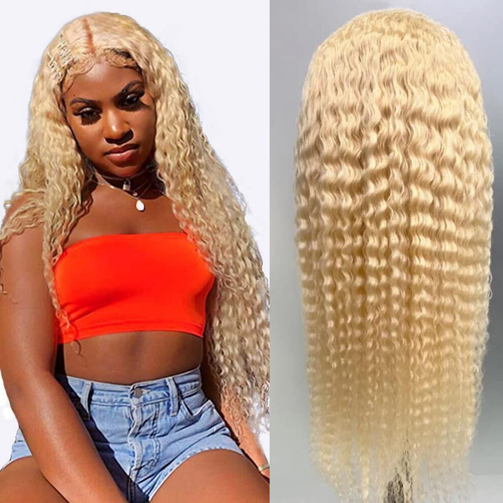 Free Part 613 Blonde Deep Wave HD Lace Human Hair Wig With Baby Hair