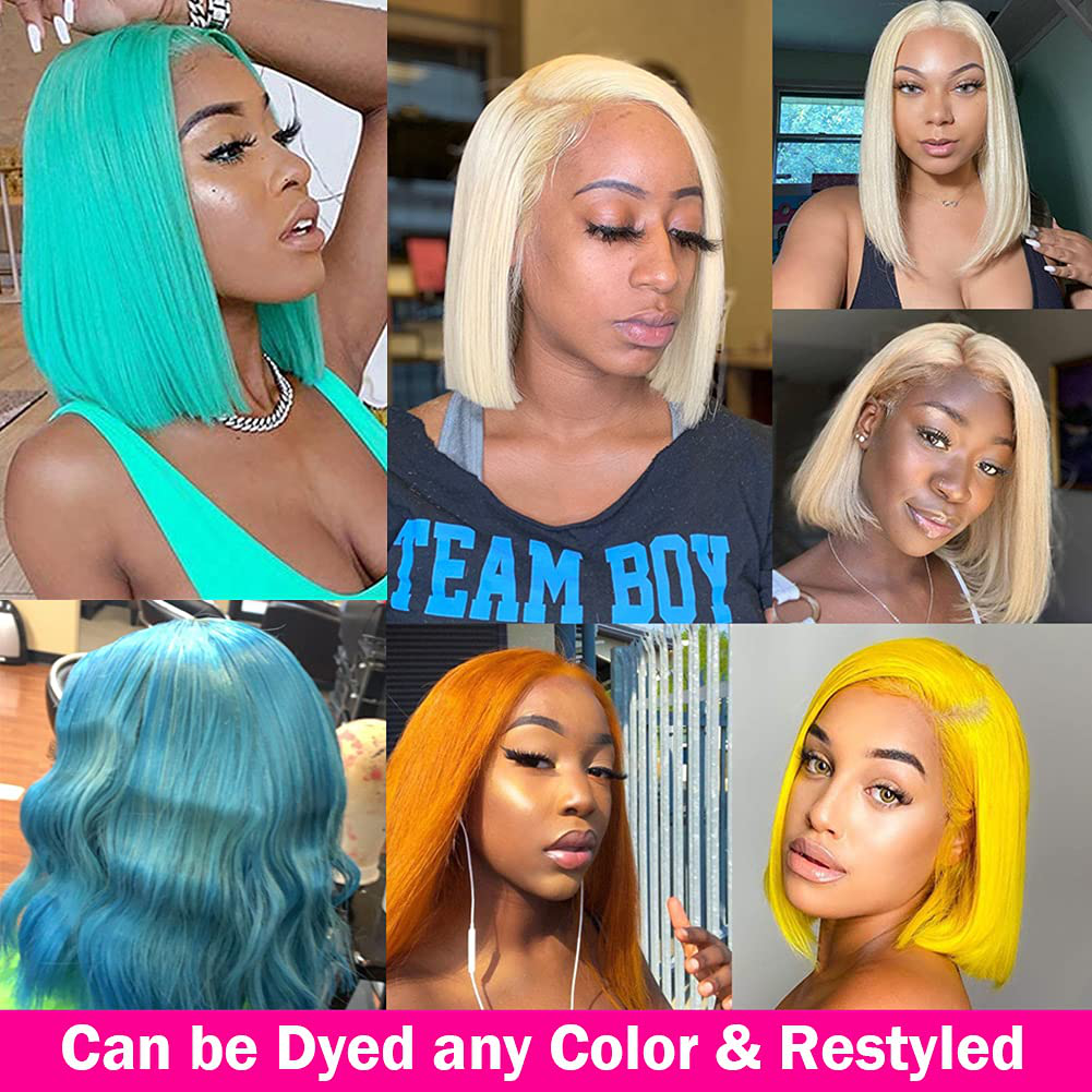 Short Bob 4x4 HD Transparent Lace Pre Plucked Hairline with Baby Hair |613 Human Hair Wig