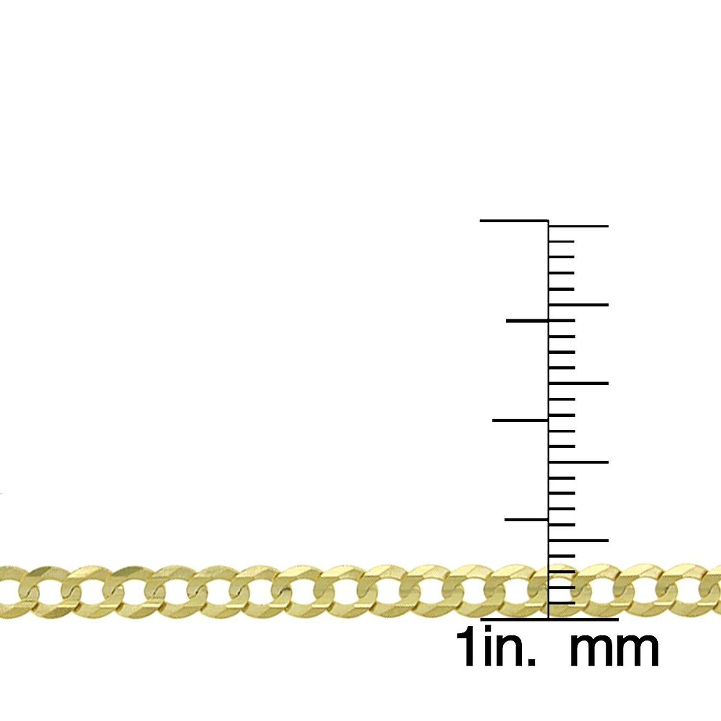 14K Yellow Gold 3.5MM Solid Cuban Curb Link Necklace Chains