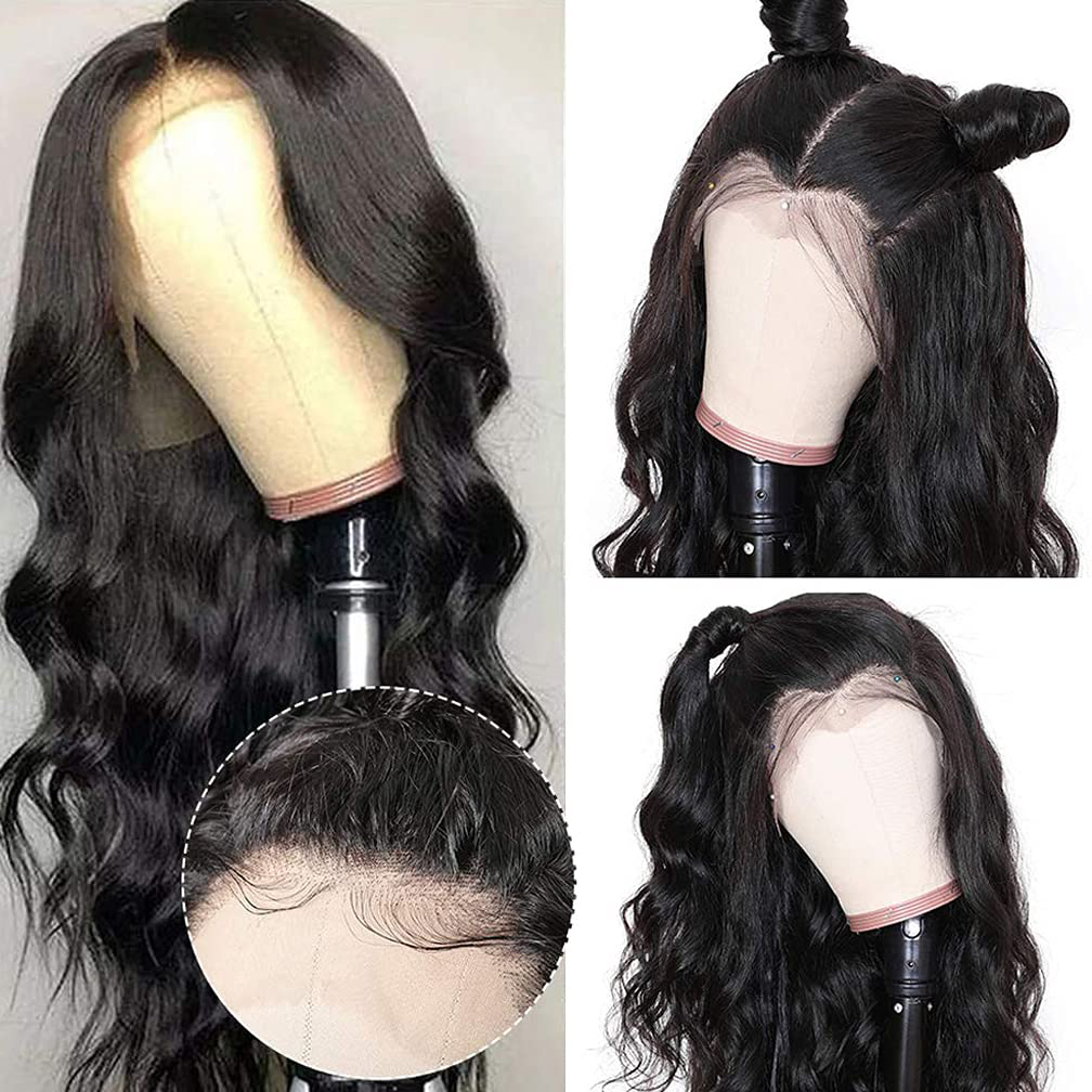 Lace Front Wigs Human Hair Body Wave 13X4 Human Hair Wigs for Black Women 150% Density Glueless Lace Frontal Wigs Brazilian Virgin Human Hair Pre Plucked Bleached Knots 20 Inch Body Wave Wigs