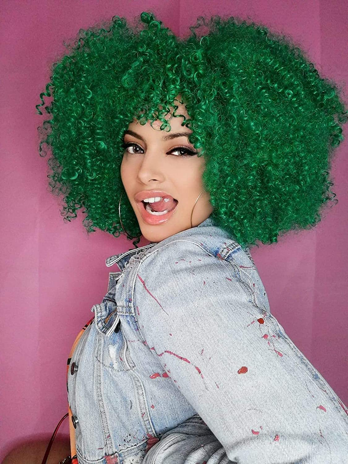 Short Curly Afro Wig with Bang Full Wig