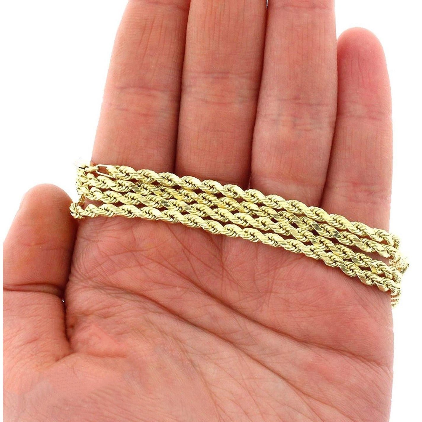 14K Yellow Gold Diamond-Cut Braided Twist Link Necklace