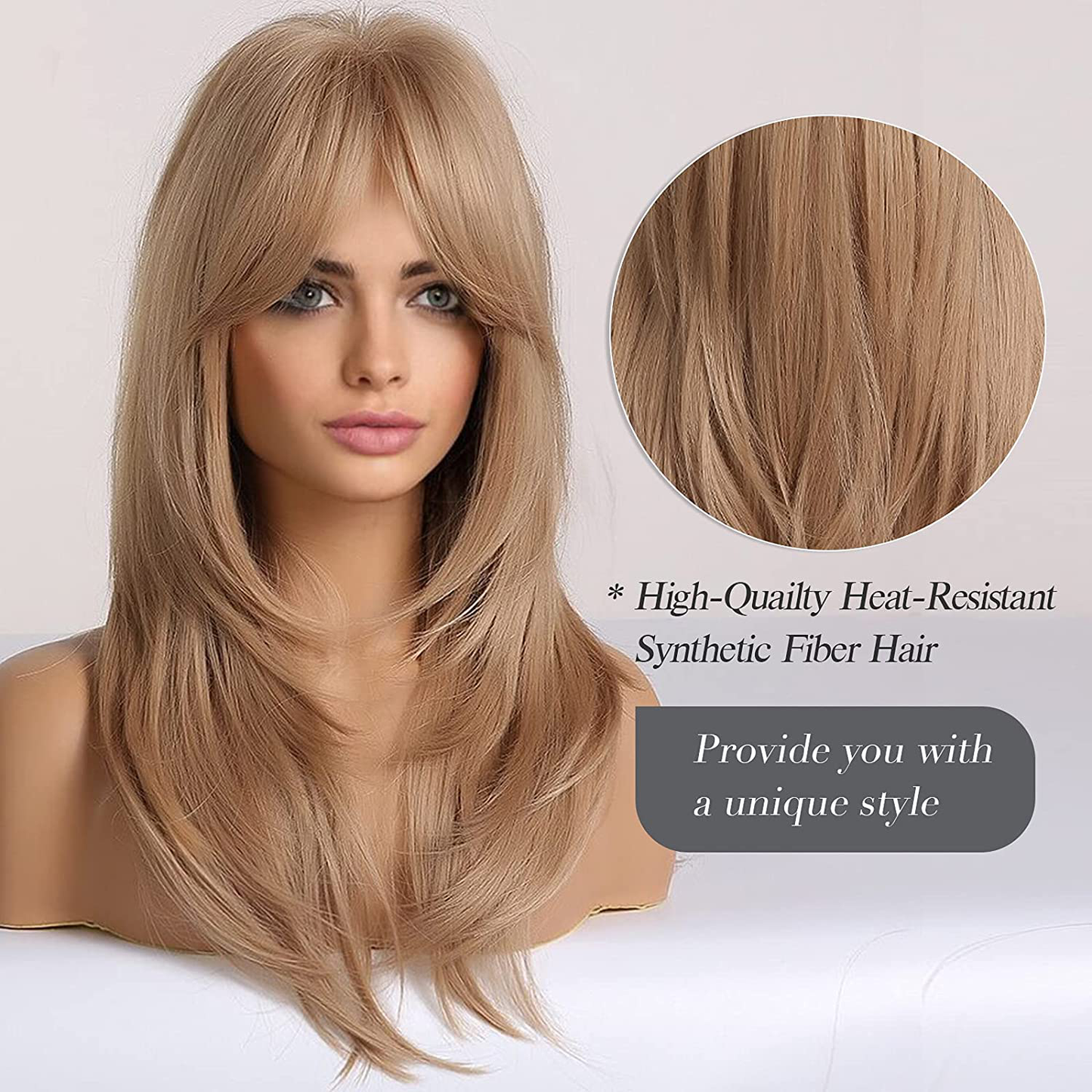 Long Ash Blonde Layered Wig