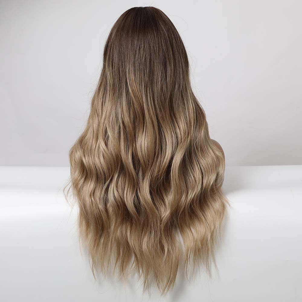 Ash Blonde Ombre Long Wavy Wig