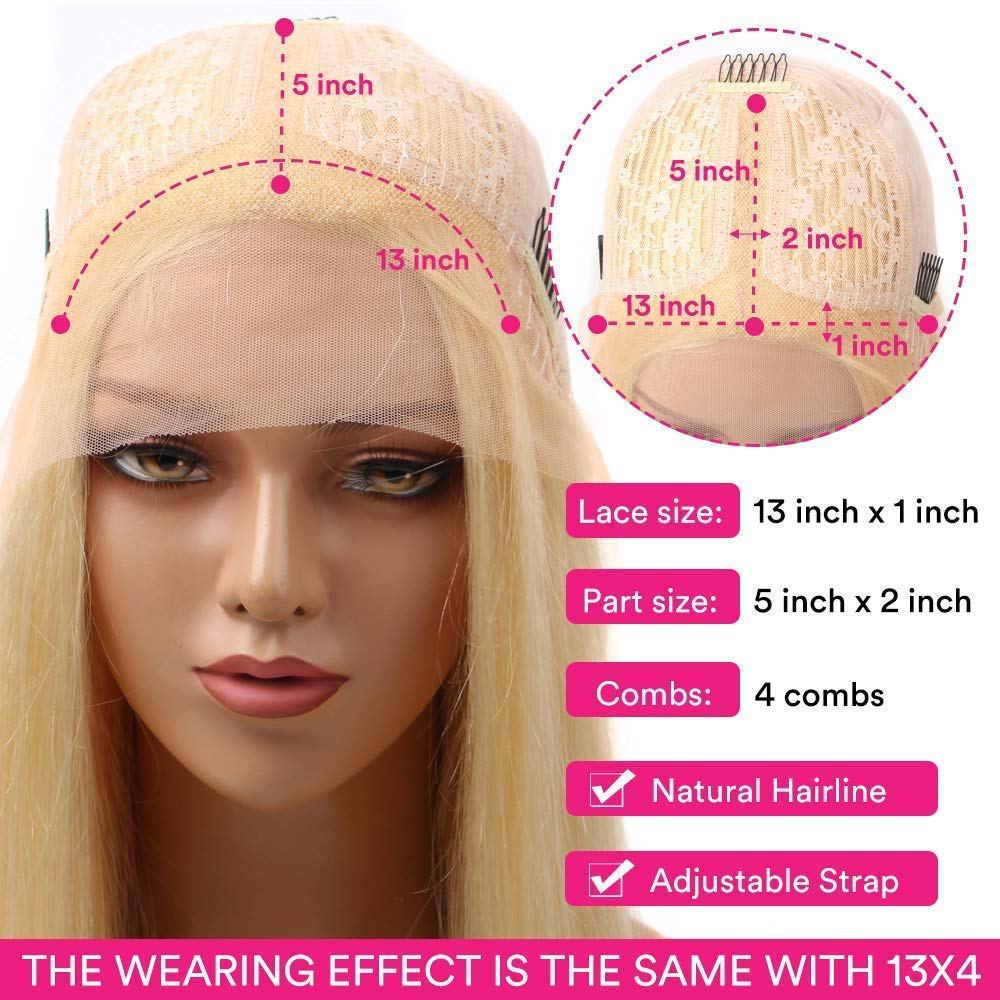 T Part 30Inch 613 Lace Frontal Human Hair Wig Pre Plucked with Baby Hair