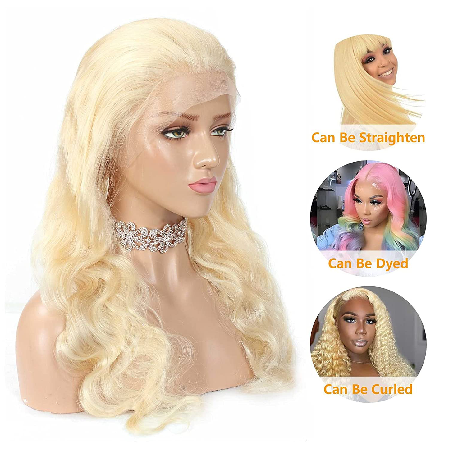 Body Wave 13X4 HD 613 Lace Frontal Human Hair Wig Pre Plucked with Baby Hair