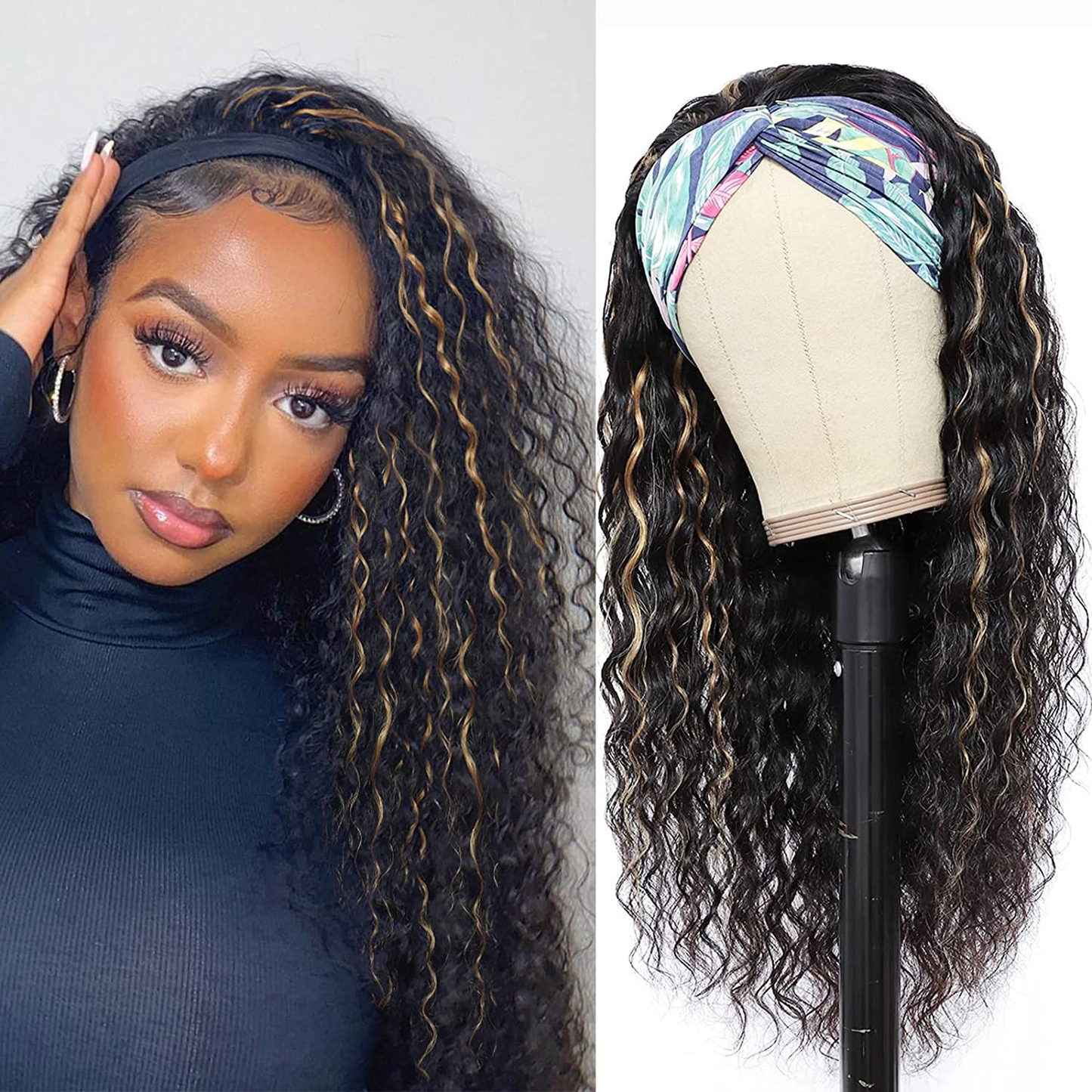 12Inch Short Bob Ombre Highlight Human Hair Curly Headband Wigs,Short Bob Ombre Highlight Human Hair Curly Headband Wigs