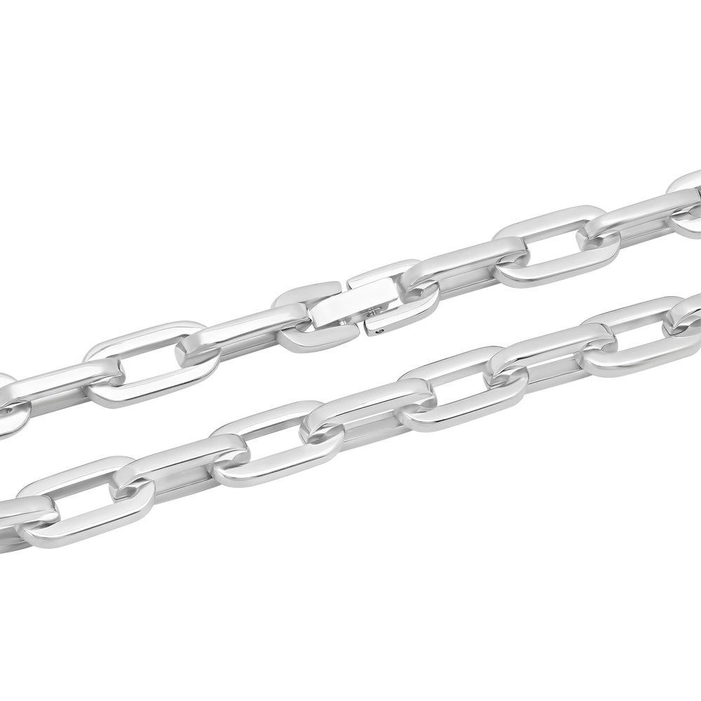 Stainless Steel Silver-Tone Oval Link Chain