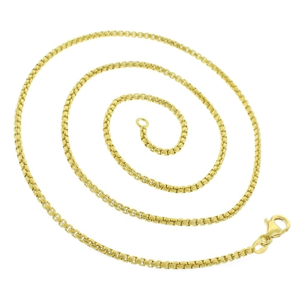 14K Yellow Gold 1.7MM round Box Link Chain