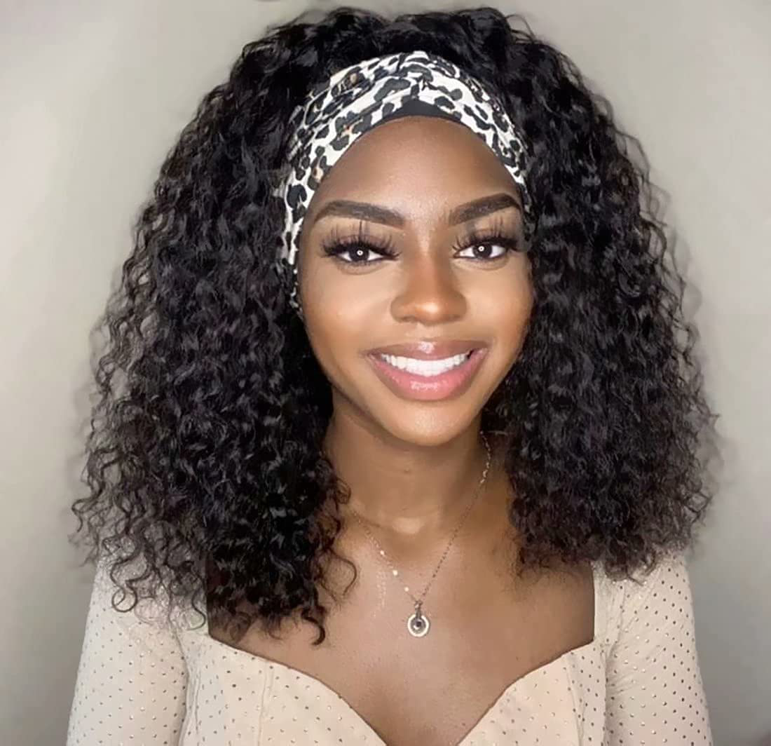 Short Bob 12 Inch Human Hair Headband Wig | Natural Black Color