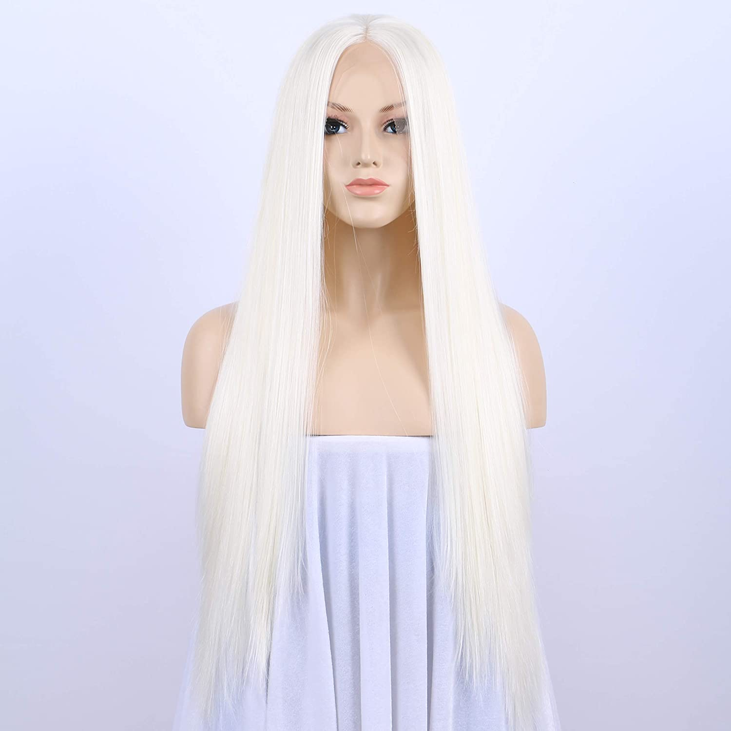 Silky Straight Lace Front Platinum Blonde Wigs