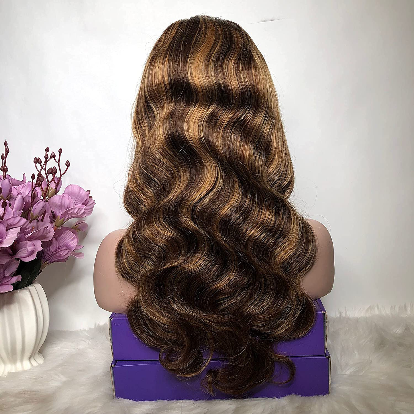 Body Wave Highlight Ombre #4/27 Human Hair Lace Front Wig