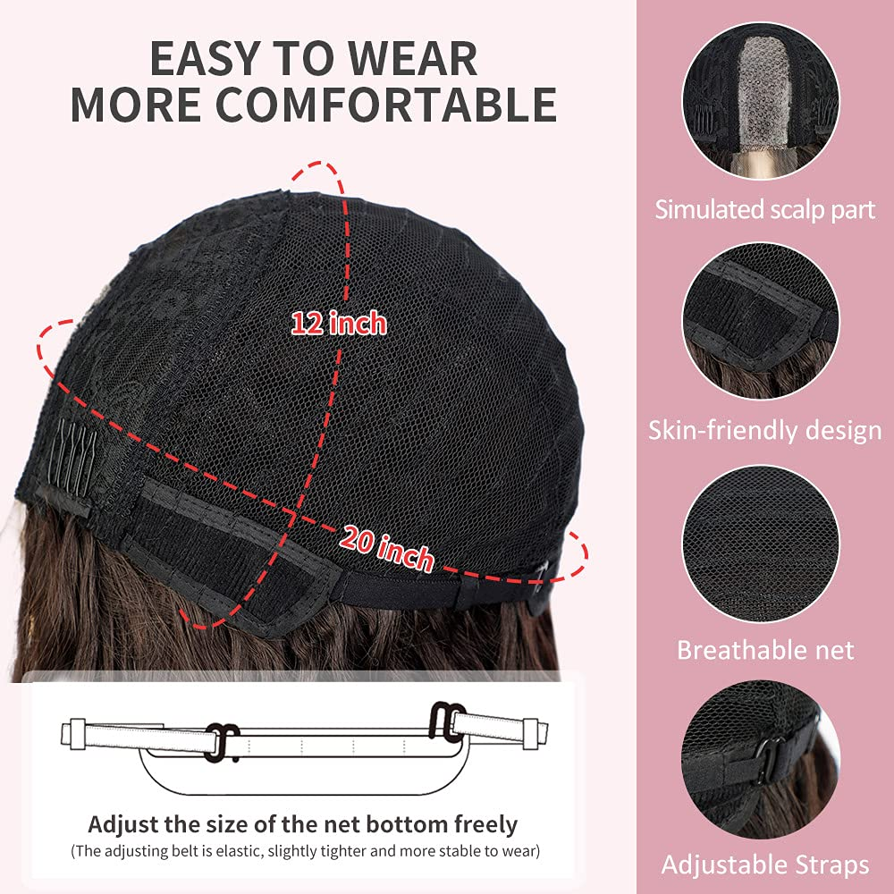 Dark Brown Long Wavy Middle Brown Wigs for Women