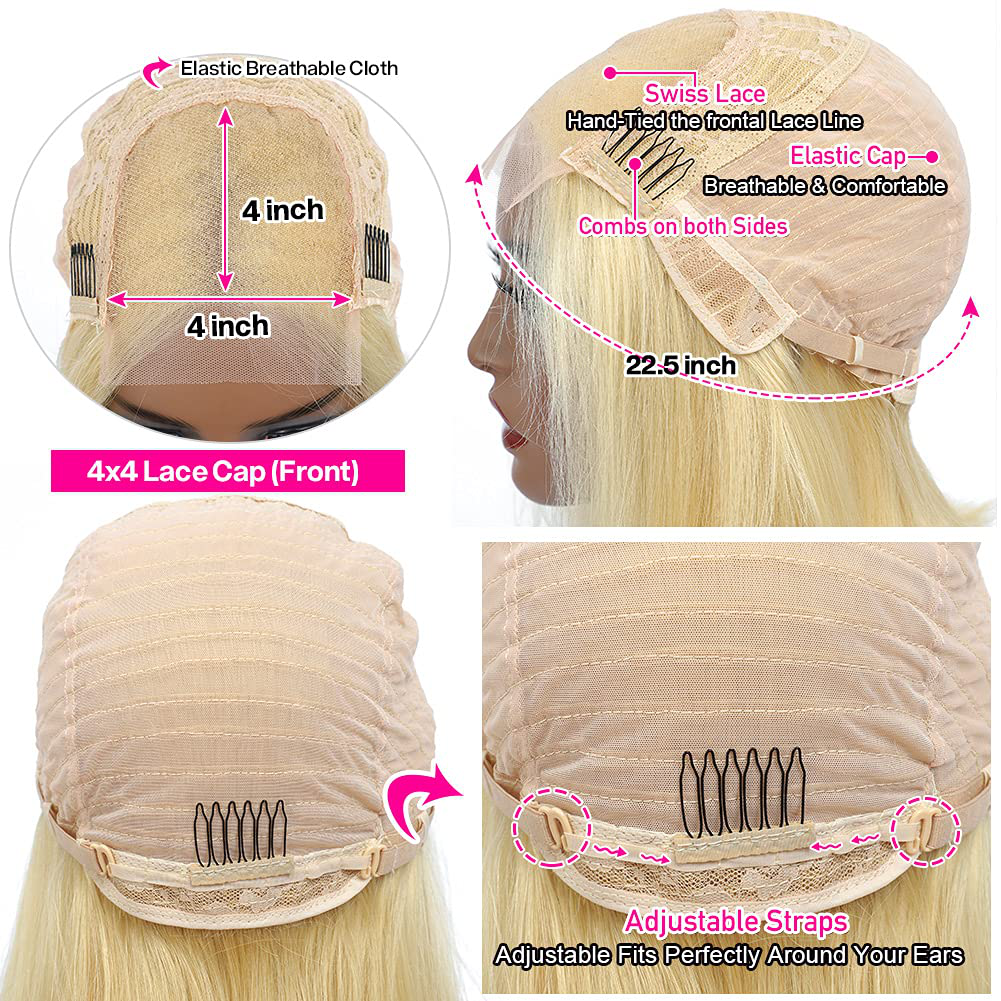 Short Bob 4x4 HD Transparent Lace Pre Plucked Hairline with Baby Hair |613 Human Hair Wig