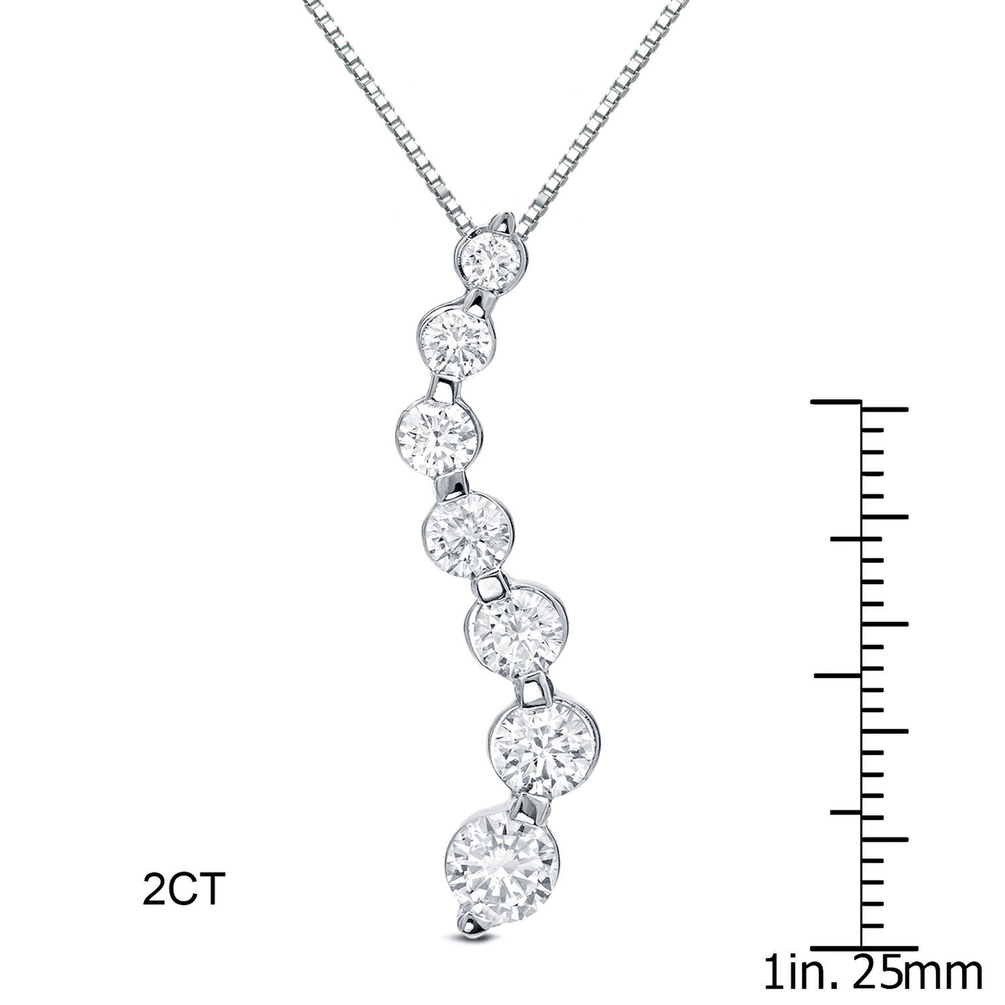 14K Gold Seven Stone Diamond Necklace