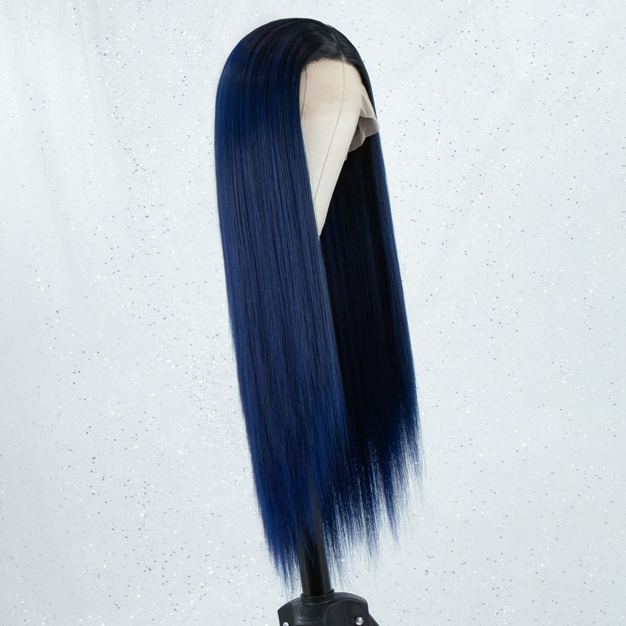 Ombre Blue Long Silky Straight Lace Front Wig