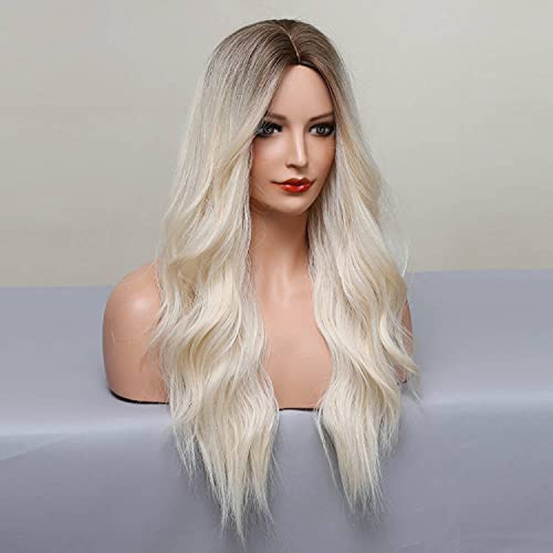 Dark Rooted Brown- Honey Blonde Long Wavy Curly Wig