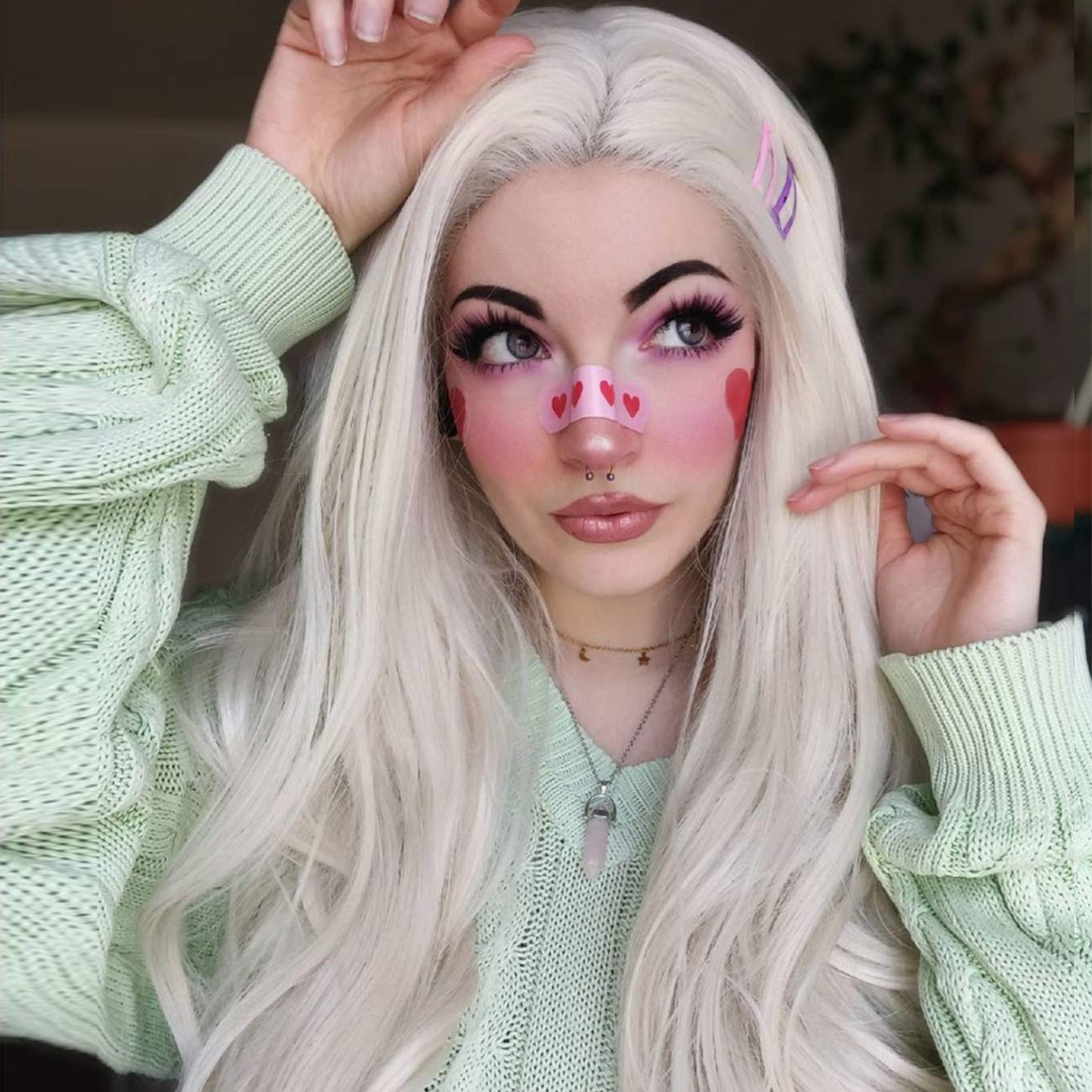 Long Natural Straight Platinum Blonde Lace Front Wigs