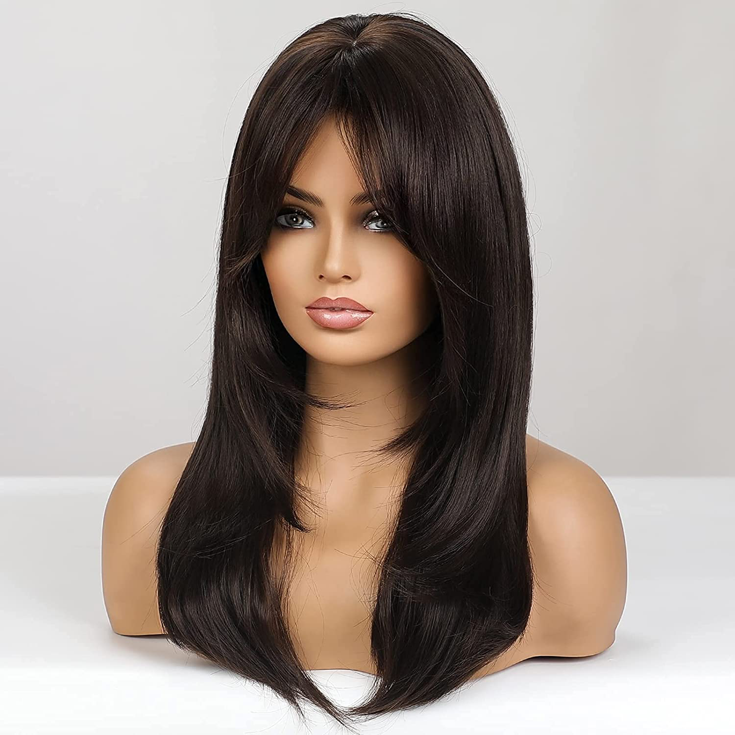 Long Brown Layered Wigs for Women