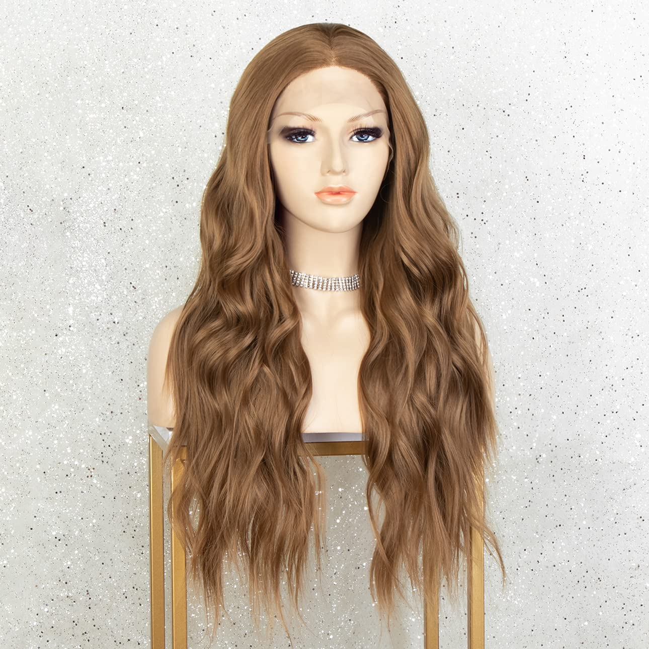 Golden Brown 22 inches Wavy Long Lace Front Wig