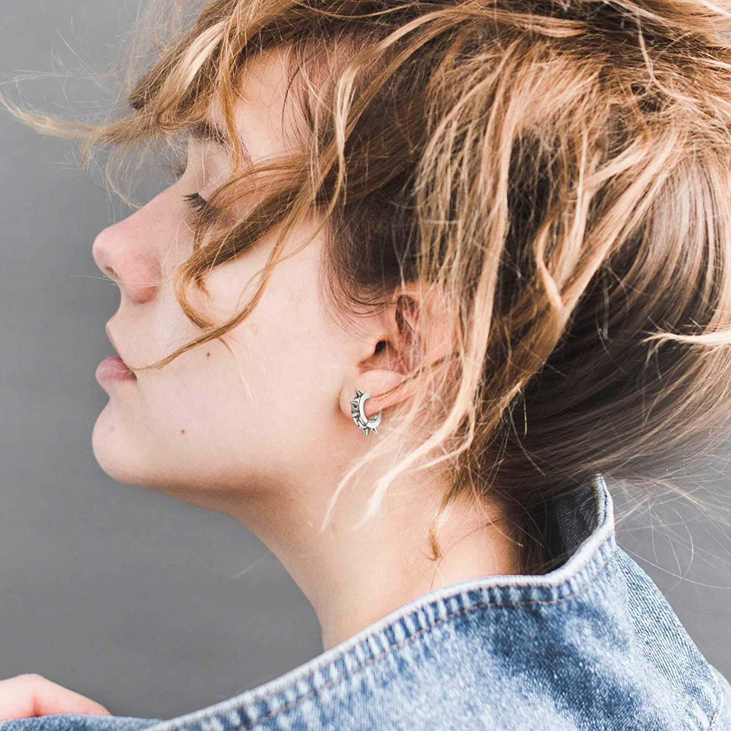 Punk Spike 3Set Stainless Steel Hoop Earrings