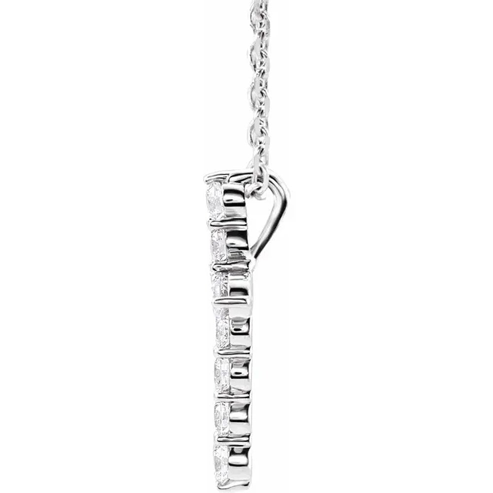 14K White Gold Diamond Cross Pendant Necklace