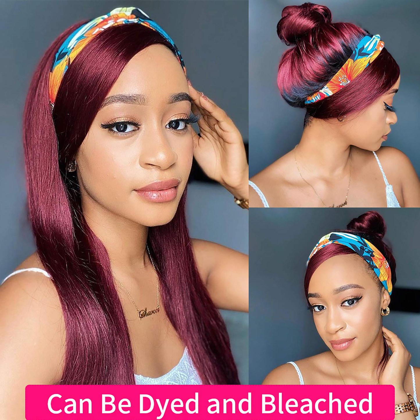 16 Inch Black Straight Brazilian Virgin Human Hair Headband Wig|Natural Color (16 Inch)