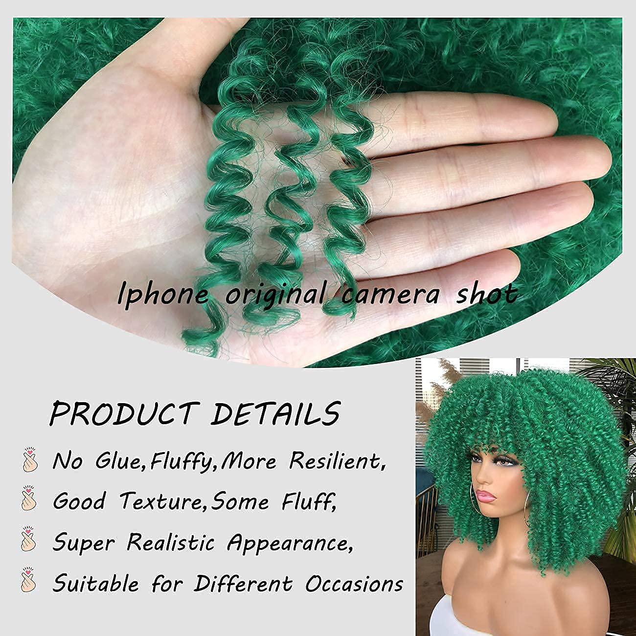 Short Curly Afro Wig with Bang Full Wig