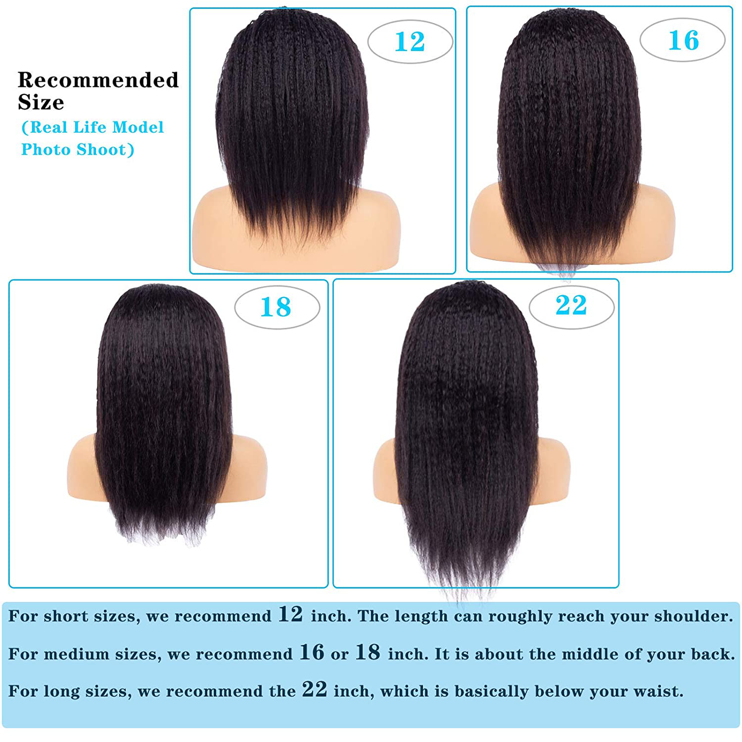 Natural Black Kinky Straight Headband Human Hair Wig|14 Inch