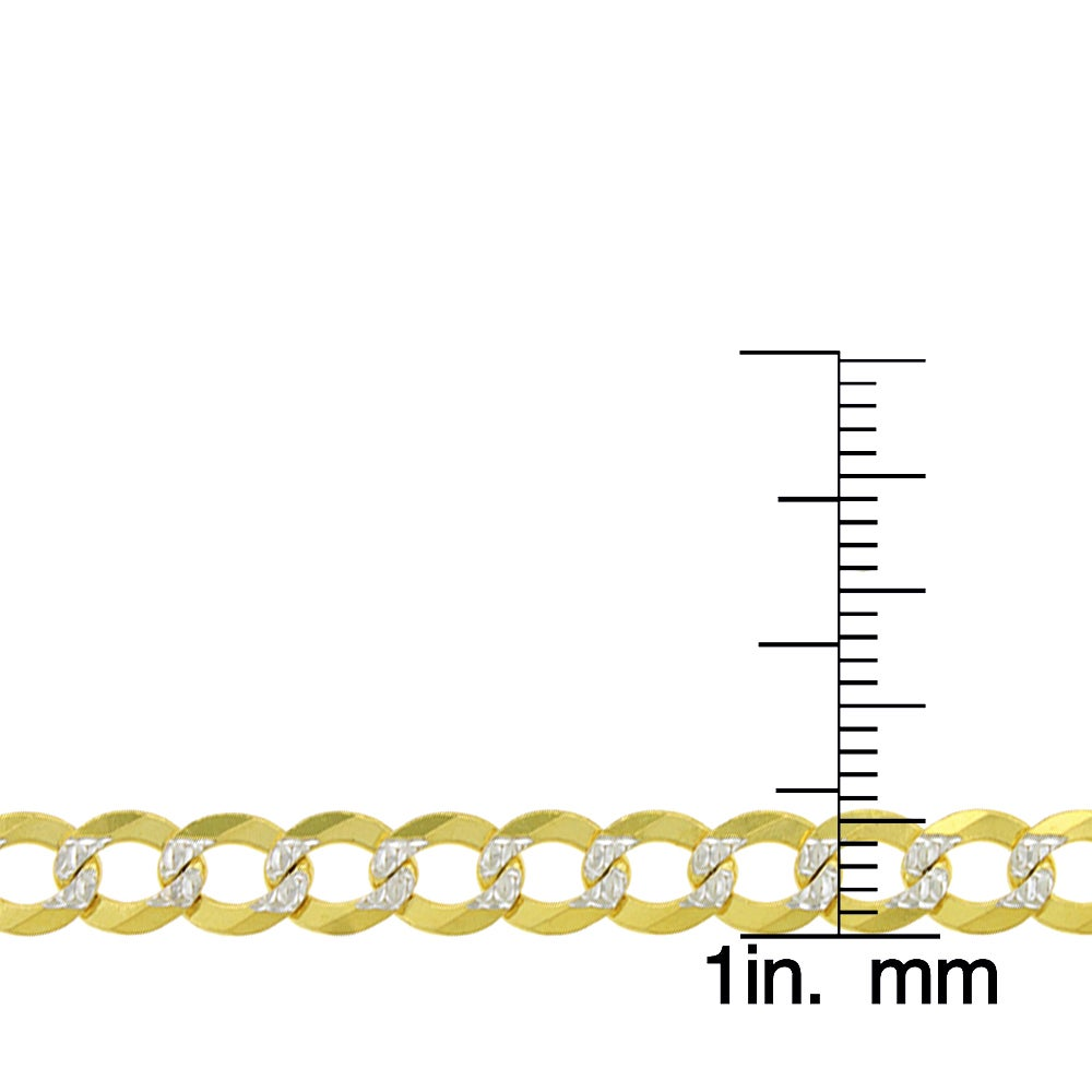 14K Yellow Gold 5.5MM Solid Cuban Curb Link Diamond-Cut Pave Necklace Chains, Gold Chain for Men & Women, 100% Real 14K Gold