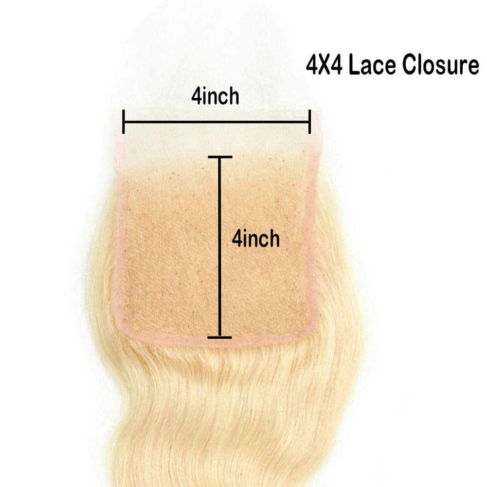 Body Wave Brazilian Human Hair Weave Bundles with Closure Virgin Hair |613 Blonde Hair