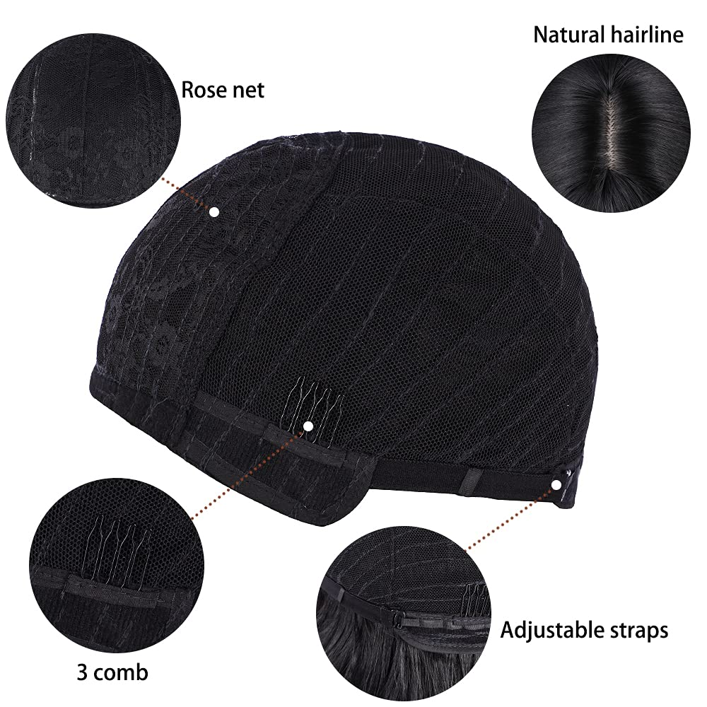 Long Silky Wavy Wigs with Bangs |24 Inch,Natural Black