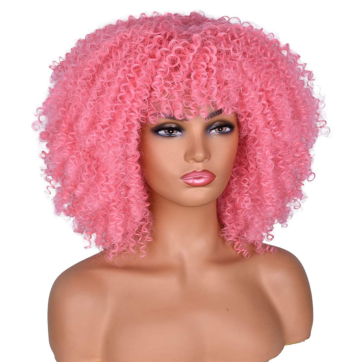 Afro Pink Short Kinky Curly Wig For Women Dragqueen