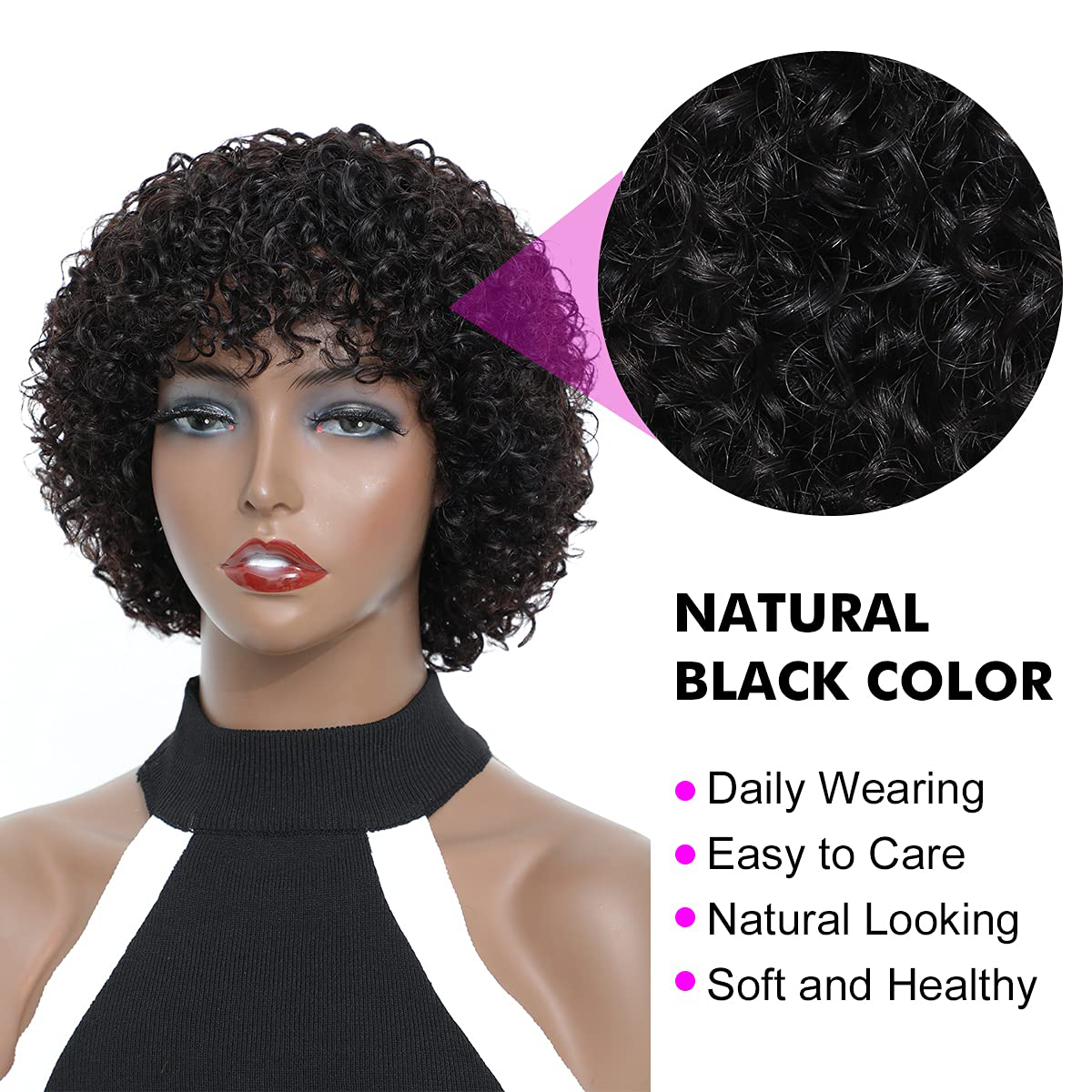 Short Bob Curly Human Hair Wigs |150% Density |Older Women
