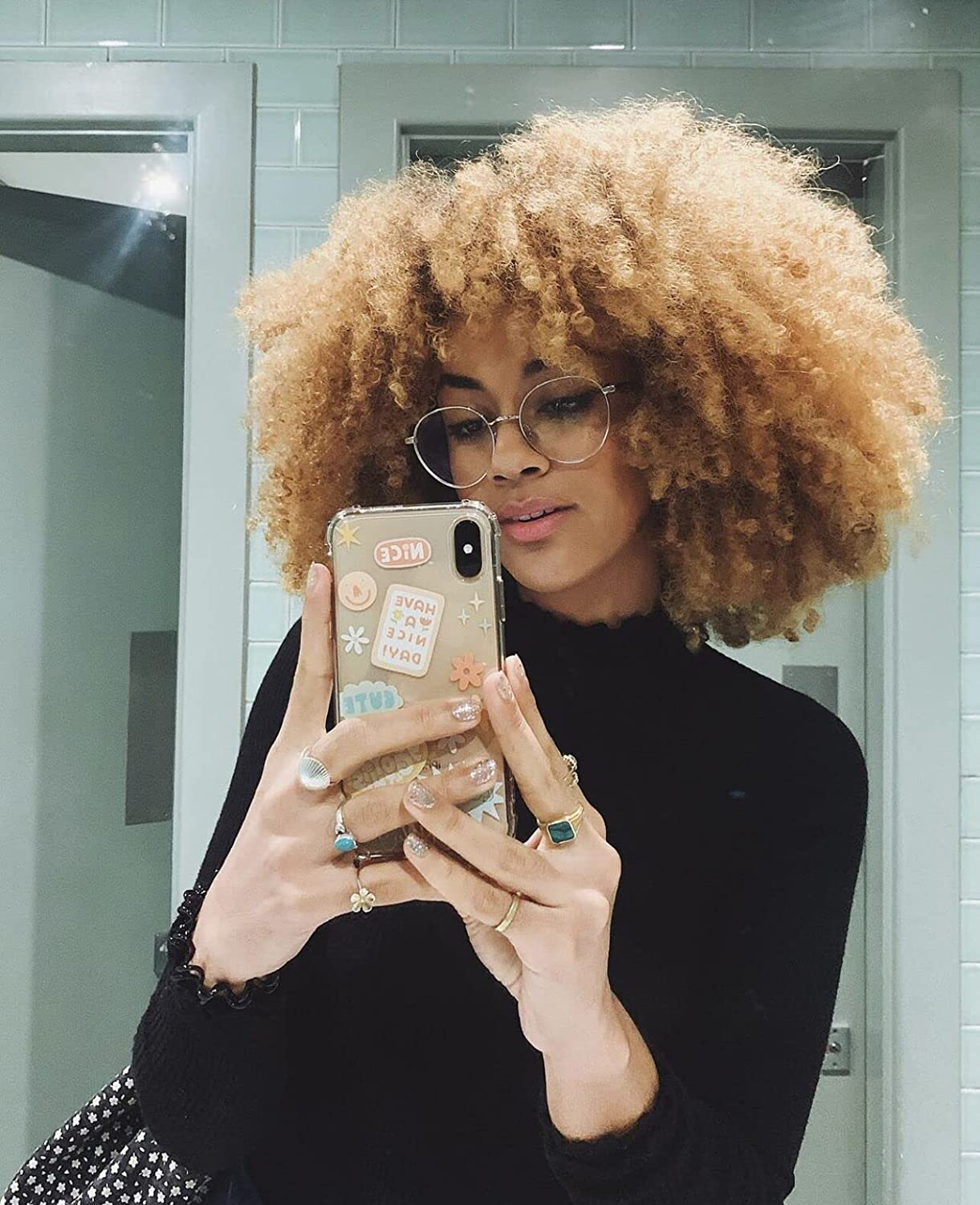 Short Kinky Curly Wig With Bangs Full Wig