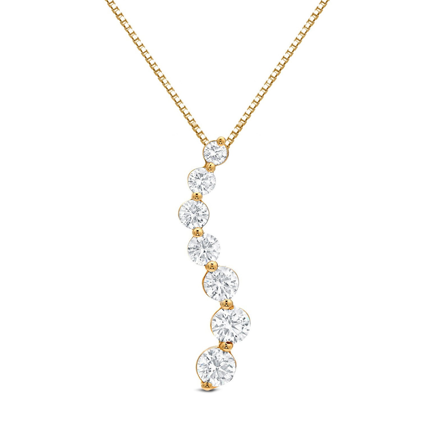 14K Gold Seven Stone Diamond Necklace