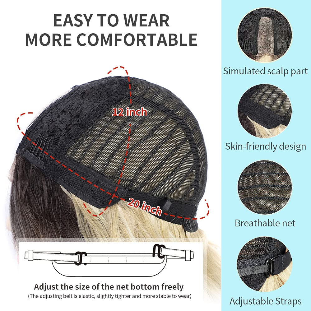 Nnzes Blonde Wig Synthetic Long Wavy Wig Middle Part Hair Replacement Wigs 22 Inch Heat Resistant Fiber for Daily Use