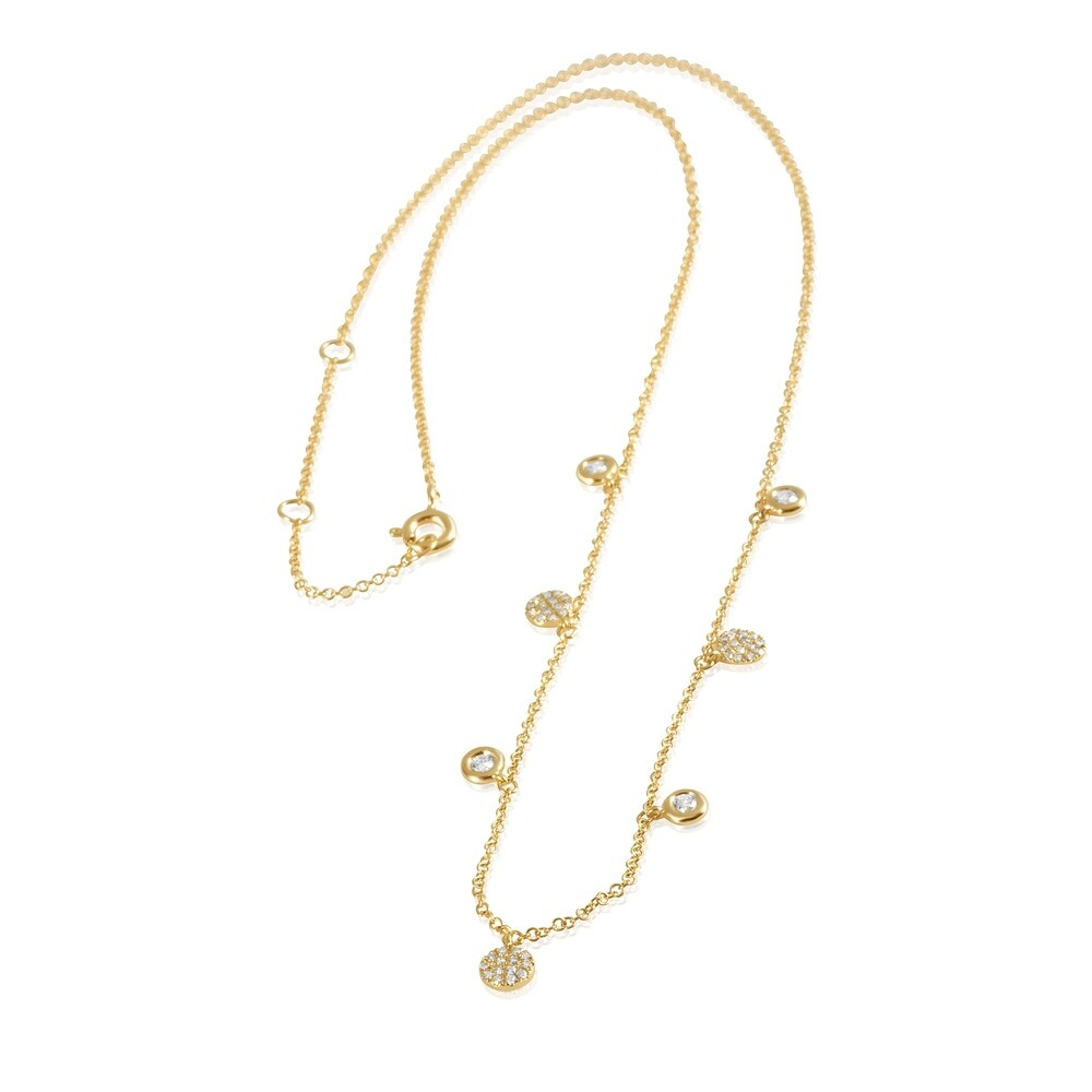 14KT Gold and Diamond Station Drops Fashion Necklace