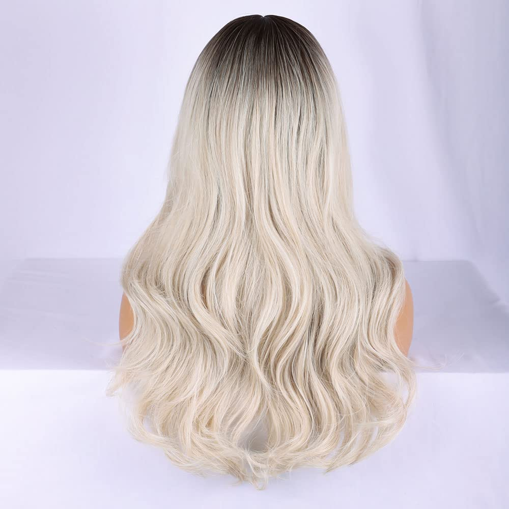 Long Ombre Platinum Blonde Wigs for Women